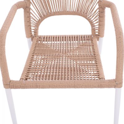 WHITE ALUMINUM ARMCHAIR WITH BEIGE PE ROPE HM5771.01 55Χ63Χ82Η cm.