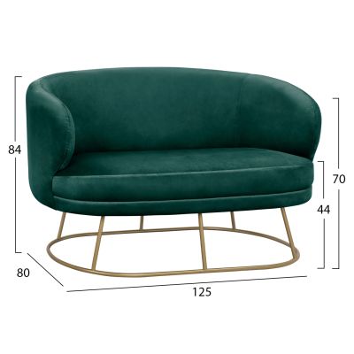 Диван 2 места Arien от Velver Cyppress Green със златна основа HM8492.03 125X80X84cm