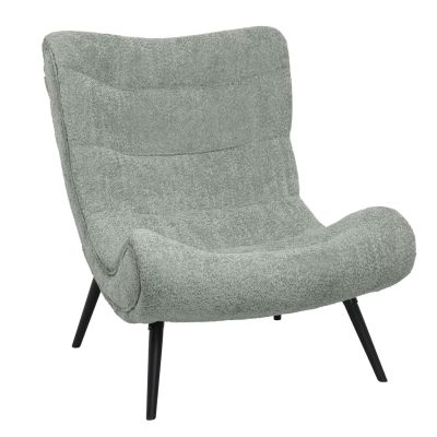 ARMCHAIR BRYM HM9605.05 PISTACHIO GREEN BOUCLE FABRIC-BLACK WOODEN LEGS 80x97x100Hcm.