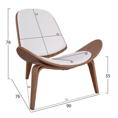 Armchair Superior P., HM1128.03 Natural color,white cushions PU 90x76x76Η cm