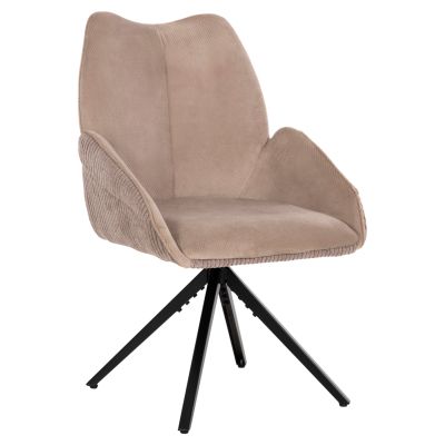 ТРАПЕЗНО КРЕСЛО SHAI HM9844.04 БЕЖОВ ДАМАС-ЧЕРНА МЕТАЛНА ОСНОВА 61x63x93Hсм.