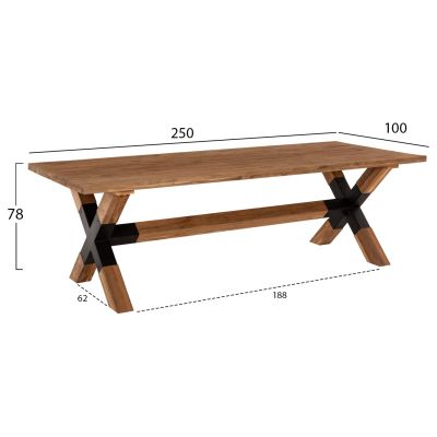 ТРАПЕЗНА МАСА KATTE 250x100x78Hcm.-натурал