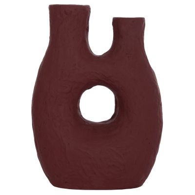 DECORATIVE TABLE VASE NAMENTIS HM4665.03L TERRACOTA IN MAROON RED COLOR--27x13.5x37Hcm.