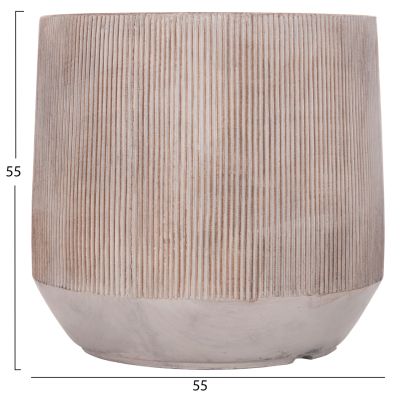 GARDEN PLANTERS ROUND SET 3PCS SERIES GARDENER HM4724 FIBERCLAY IN LIGHT BROWN COLOR Φ55x55Hcm.