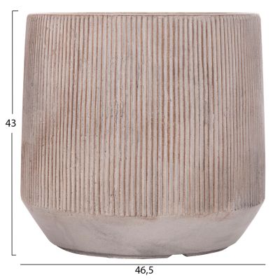GARDEN PLANTERS ROUND SET 3PCS SERIES GARDENER HM4724 FIBERCLAY IN LIGHT BROWN COLOR Φ55x55Hcm.
