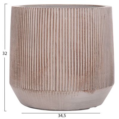 GARDEN PLANTERS ROUND SET 3PCS SERIES GARDENER HM4724 FIBERCLAY IN LIGHT BROWN COLOR Φ55x55Hcm.