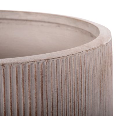 GARDEN PLANTERS ROUND SET 3PCS SERIES GARDENER HM4724 FIBERCLAY IN LIGHT BROWN COLOR Φ55x55Hcm.
