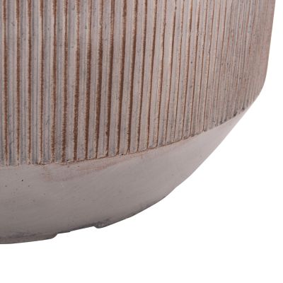 GARDEN PLANTERS ROUND SET 3PCS SERIES GARDENER HM4724 FIBERCLAY IN LIGHT BROWN COLOR Φ55x55Hcm.