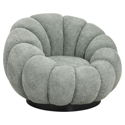 ARMCHAIR SWIVEL GRYMM HM9601.05 PISTACHIO GREEN BOUCLE-BLACK METAL BASE 95x92x68Hcm.