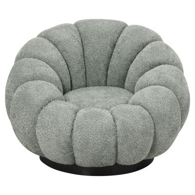 ARMCHAIR SWIVEL GRYMM HM9601.05 PISTACHIO GREEN BOUCLE-BLACK METAL BASE 95x92x68Hcm.