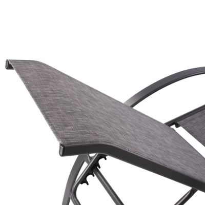 Шезлонг Алуминиев сив с текстова линия сив 194x54-66x30 см.