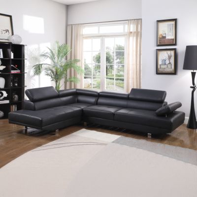 LEFT CORNER-SOFA GORO -BLACK PU 270x200x87Η cm