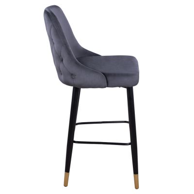 Bar Stool SERENITY HM8519.01 from velvet grey with metallic frame 51x57x110cm