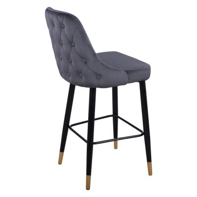 Bar Stool SERENITY HM8519.01 from velvet grey with metallic frame 51x57x110cm