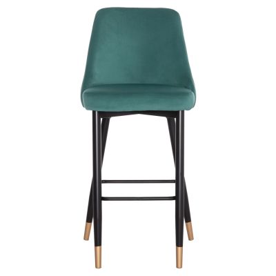 Bar Stool SERENITY HM8519.03 Velvet Cypress Green Color and metallic frame 51x57x110cm