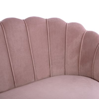 Диван 2 места Coquille HM8627.02 от кадифе гнила ябълка и златни крака 130x81x86см
