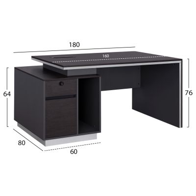 Професионален офис с ляв шкаф Rosewood -180x80x76см