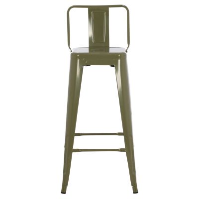 BAR STOOL WITH BACKREST MELITA HM8643.03 METAL IN DARK OLIVE GREEN 43Χ43Χ100Hcm.