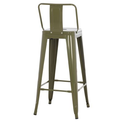 BAR STOOL WITH BACKREST MELITA HM8643.03 METAL IN DARK OLIVE GREEN 43Χ43Χ100Hcm.