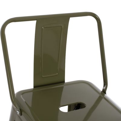 BAR STOOL WITH BACKREST MELITA HM8643.03 METAL IN DARK OLIVE GREEN 43Χ43Χ100Hcm.