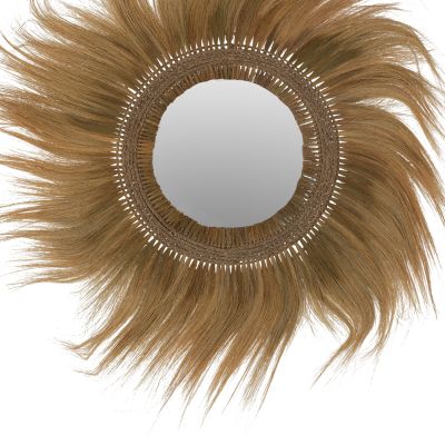 MIRROR ROUND RAYUNG GRASS FIBERS FRAME IN GREEN 130x4x130Hcm.HM7802