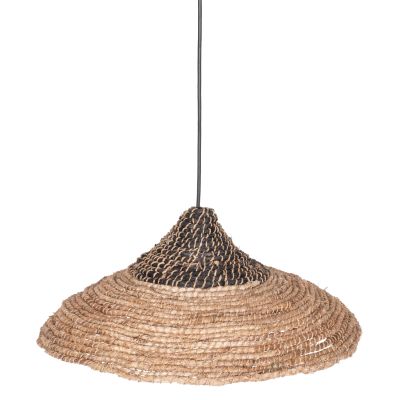 CEILING PENDANT MADE OF MANILA HEMP FIBERS IN NATURAL AND BLACK COLOR Φ45x23-60Hcm.HM7785