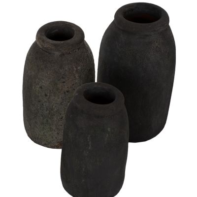 DECOR VASES 3PCS HM7711 TERRACOTTA FOSSIL GREY