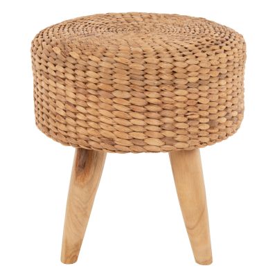 STOOL JIM HM7824 TEAK WOOD IN NATURAL COLOR-MATTED SEAT Φ43x43Hcm.