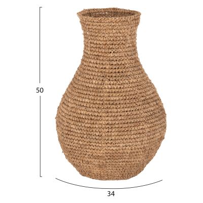 DECORATIVE FLOOR VASE HM7866 PALM FIBER MAT IN NATURAL COLOR Φ34x50Hcm.