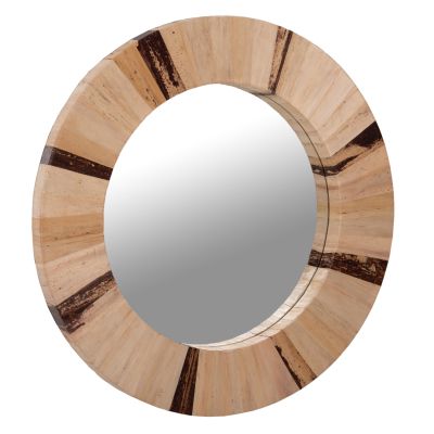 WALL MIRROR ROUND HM7837 DRIED PALM LEAF FIBER FRAME IN NATURAL COLOR Φ60x4cm.