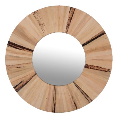 WALL MIRROR ROUND HM7838 DRIED PALM LEAF FIBER FRAME IN NATURAL COLOR  Φ80x4cm.