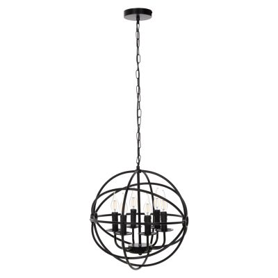 CEILING PENDANT LAMP HM4127 BLACK METAL SPHERE 6-LIGHT Φ42x108Hcm.