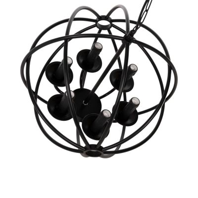 CEILING PENDANT LAMP HM4127 BLACK METAL SPHERE 6-LIGHT Φ42x108Hcm.