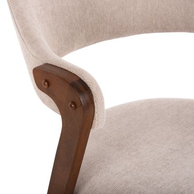DINING CHAIR RIDER HM9734.02 RUBBERWOOD IN WALNUT COLOR-ECRU FABRIC 59x59x83Hcm.