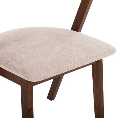 DINING CHAIR RIDER HM9734.02 RUBBERWOOD IN WALNUT COLOR-ECRU FABRIC 59x59x83Hcm.