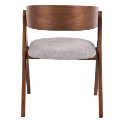 DINING CHAIR NEKKER HM9739.02 RUBBERWOOD IN WALNUT COLOR-GREY FABRIC SEAT 56x55x78Hcm.