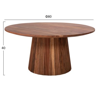 COFFEE TABLE ROUND GROOT HM9697 SOLID ACACIA WOOD IN NATURAL COLOR Φ80x40Hcm.