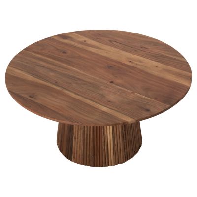 COFFEE TABLE ROUND GROOT HM9697 SOLID ACACIA WOOD IN NATURAL COLOR Φ80x40Hcm.