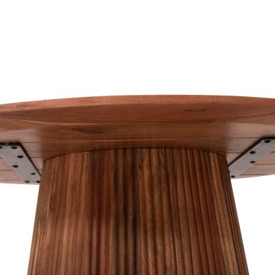 COFFEE TABLE ROUND GROOT HM9697 SOLID ACACIA WOOD IN NATURAL COLOR Φ80x40Hcm.