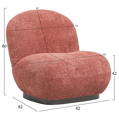 ARMCHAIR BEANY HM9591.02 PINK BOUCLE FABRIC 85x82x77Hcm.