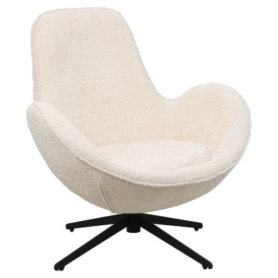 ARMCHAIR SWIVEL BRYNN HM9594.06 ECRU BOUCLE FABRIC-BLACK METAL BASE 88x76x88Hcm.