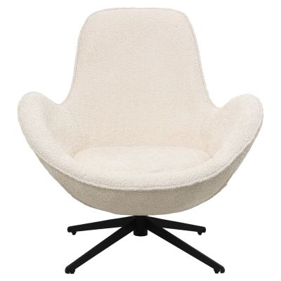 ARMCHAIR SWIVEL BRYNN HM9594.06 ECRU BOUCLE FABRIC-BLACK METAL BASE 88x76x88Hcm.