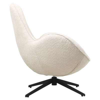 ARMCHAIR SWIVEL BRYNN HM9594.06 ECRU BOUCLE FABRIC-BLACK METAL BASE 88x76x88Hcm.