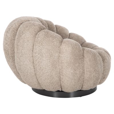 ARMCHAIR SWIVEL GRYMM HM9601.08 BROWNISH BEIGE BOUCLE-BLACK METAL BASE 95x92x68Hcm.