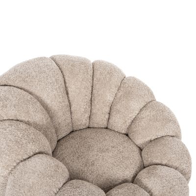 ARMCHAIR SWIVEL GRYMM HM9601.08 BROWNISH BEIGE BOUCLE-BLACK METAL BASE 95x92x68Hcm.