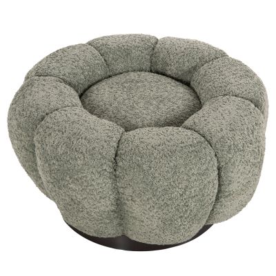 ТАБУРЕТКА KRIPP - ШАМ ФЪСТАЧКО ЗЕЛЕНО БУКЛЕ-ЧЕРНА МЕТАЛНА ОСНОВА Φ60x31Hсм.