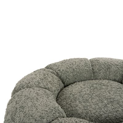 ТАБУРЕТКА KRIPP - ШАМ ФЪСТАЧКО ЗЕЛЕНО БУКЛЕ-ЧЕРНА МЕТАЛНА ОСНОВА Φ60x31Hсм.