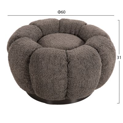 STOOL ROUND GRYMM HM9602.01 GREY BOUCLE-BLACK METAL BASE Φ60x31Hcm.