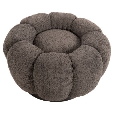 STOOL ROUND GRYMM HM9602.01 GREY BOUCLE-BLACK METAL BASE Φ60x31Hcm.