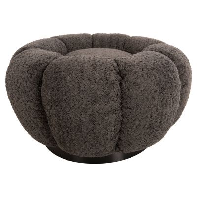 STOOL ROUND GRYMM HM9602.01 GREY BOUCLE-BLACK METAL BASE Φ60x31Hcm.